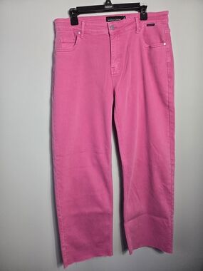 Perfect Jeans Denmark Flamingo Pink Loose Fit Stretch Jeans Raw Hem Size 3XL